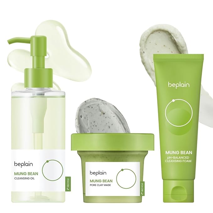Beplain Mung Bean Cleansing Oil & Cleansing Foam & Clay Mask